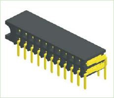 2,54-миллиметровая розетка, двухрядный угловой боковой вход, высота: 5,9